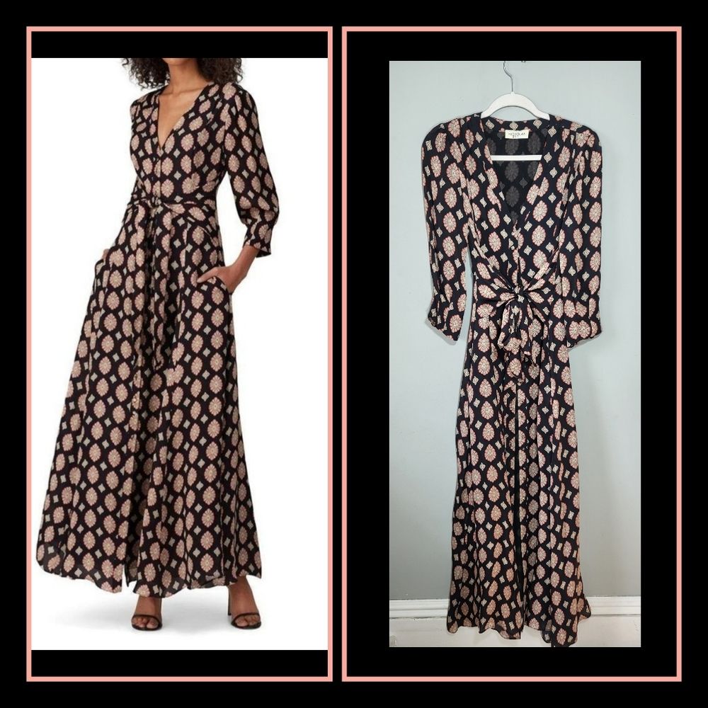 Nicholas Noura Dress | Size 0 | Silk Casablanca Tile | Maxi | Romantic Feminine